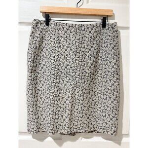 J. CREW Jacquard Leaf Silver Gray Pockets Pencil Skirt Career Floral Cotton 10